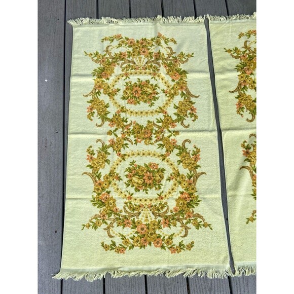 Vintage Tastemaker 100% Cotton Floral Fringe Bath Towels Set Yellow (2) Cottage - Picture 10 of 16